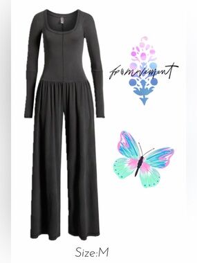 Black Wide-Leg Lounge Jumpsuit Pants